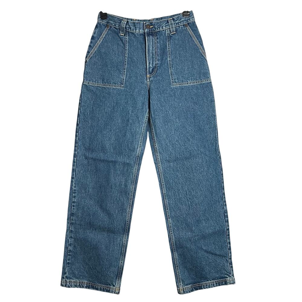 6397 Patch Pocket Straight Jean NP300 SIZE 28 Stone Blue Button Fly Italy NWT